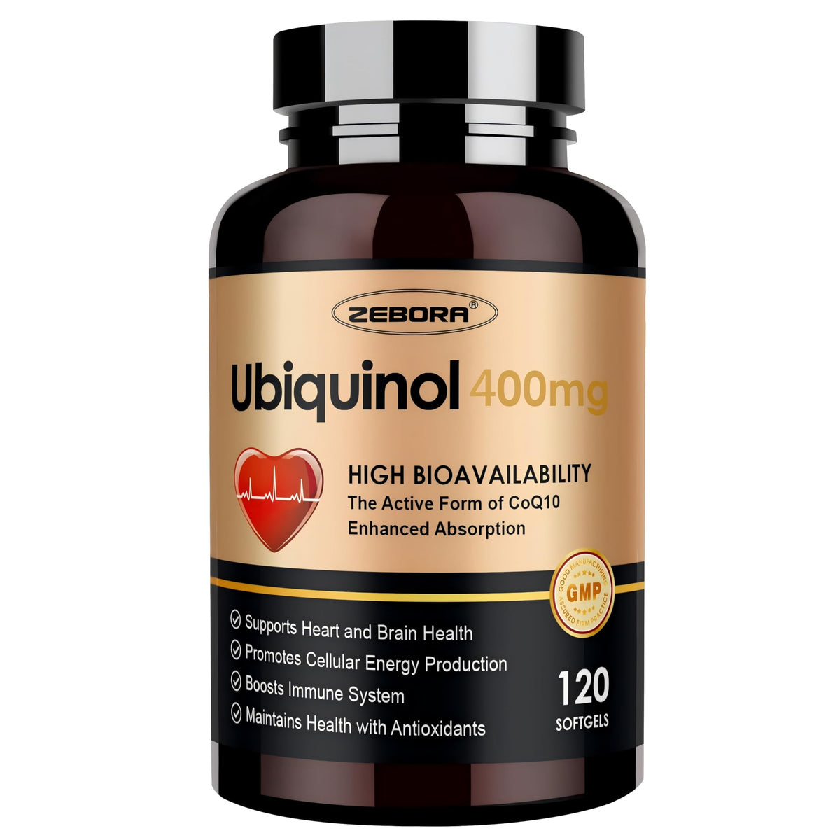 ZEBORA Ubiquinol CoQ10 400mg gélules douces vue de face
