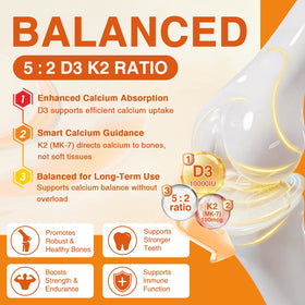 ZEBORA Vitamine D3 K2 10 000 UI 120 capsules sur fond blanc