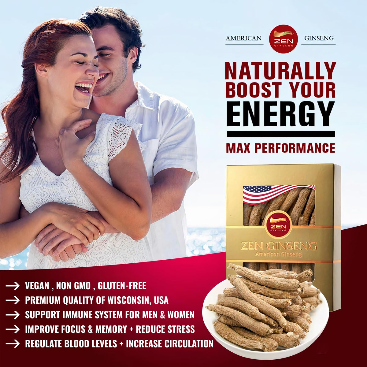 Zen Ginseng racines longues de ginseng américain du Wisconsin 159g en préparation