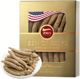 Zen Ginseng racines longues de ginseng américain du Wisconsin 159g vue de devant
