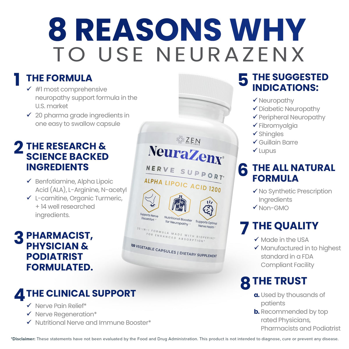Zen Nutrients NeuraZenX côté du flacon avec étiquette visible