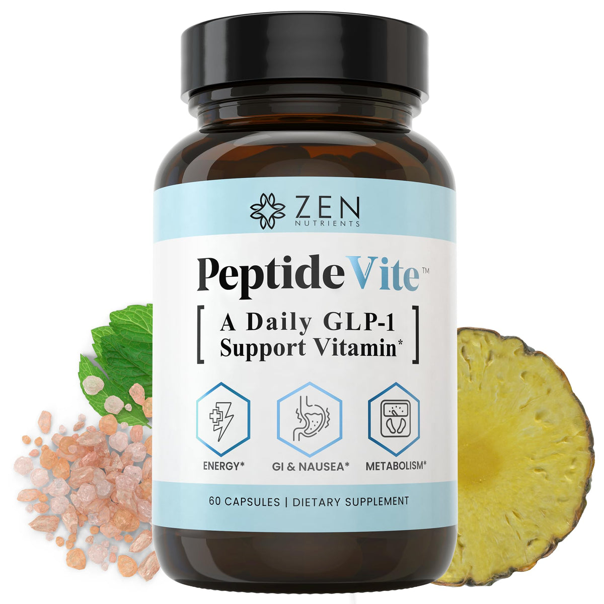 Zen Nutrients PeptideVite 60 capsules vue de face