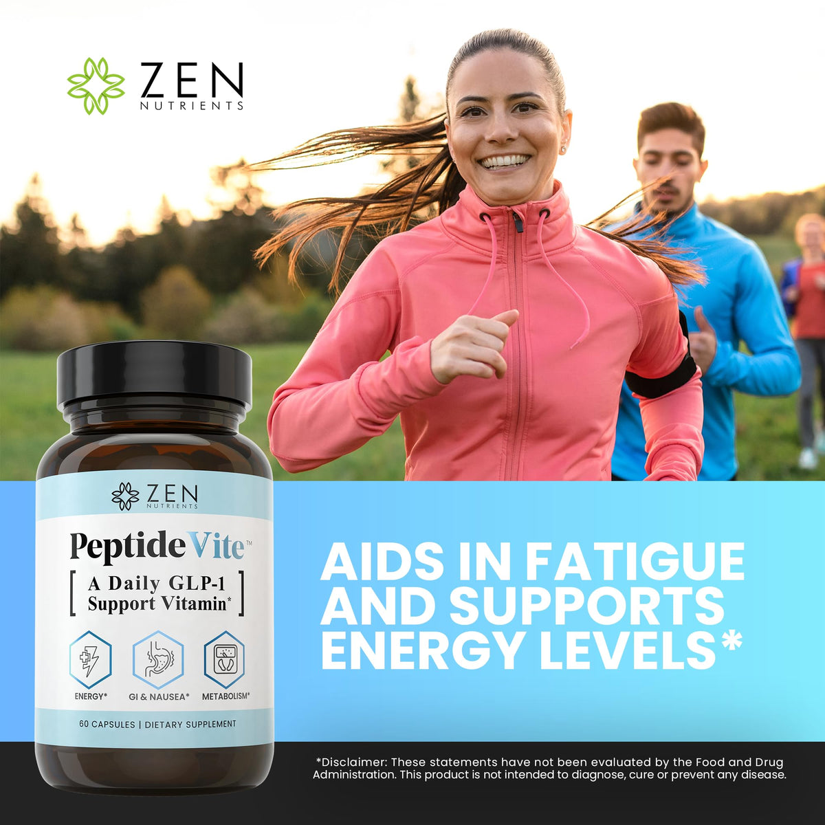 Zen Nutrients PeptideVite capsules sur une surface blanche