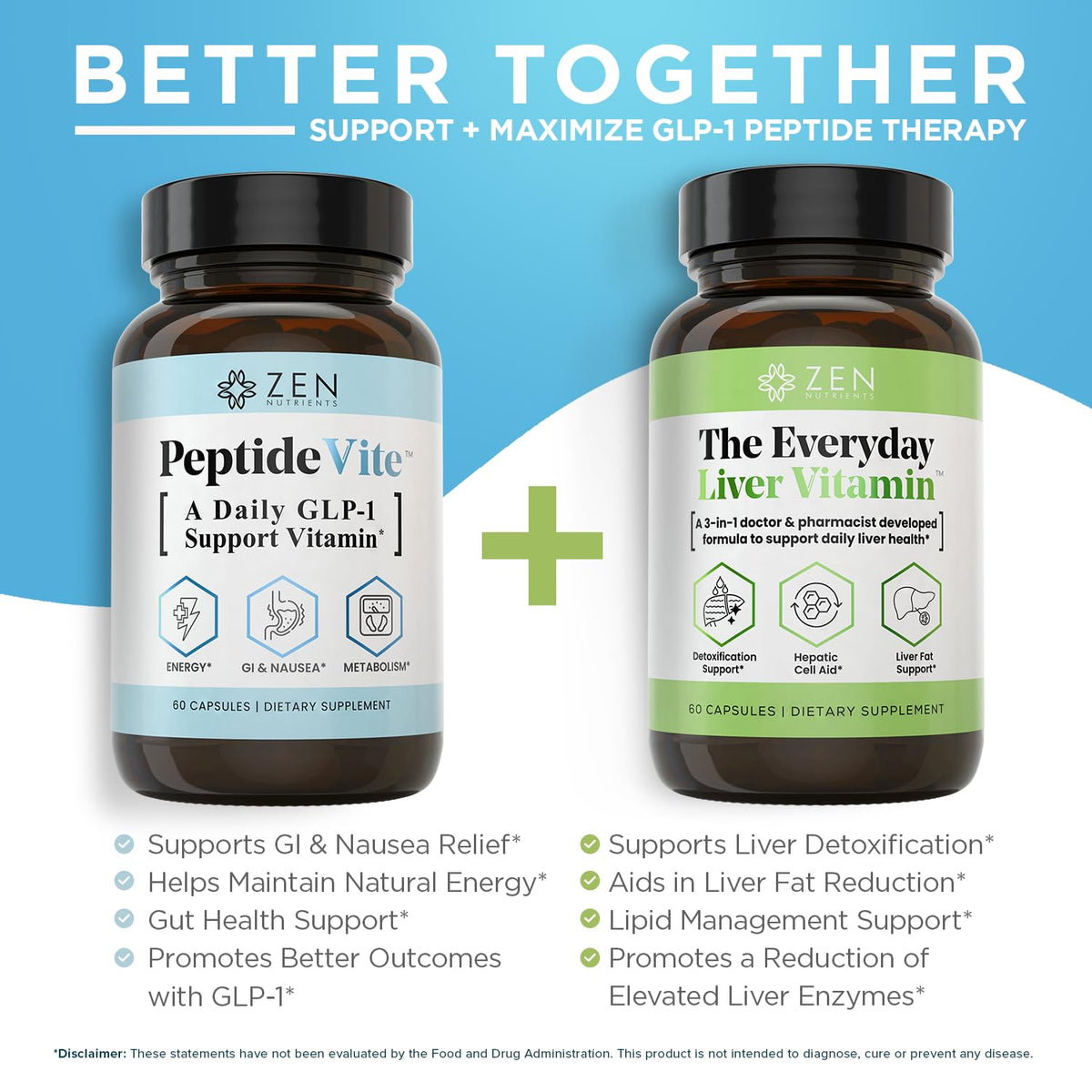 Zen Nutrients PeptideVite flacon avec capsules et ingrédients