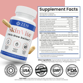 Zen Nutrients SkinVite capsules dans un bol
