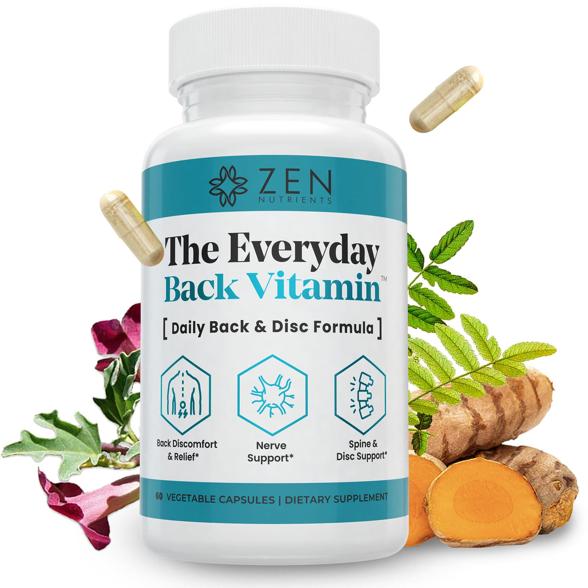 Zen Nutrients Soutien du Dos 60 Capsules vue de face