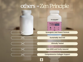 Zen Principle Poudre de Collagène Marin - boîte ouverte avec capsules