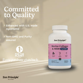 Zen Principle Poudre de Collagène Marin - capsules sur fond blanc