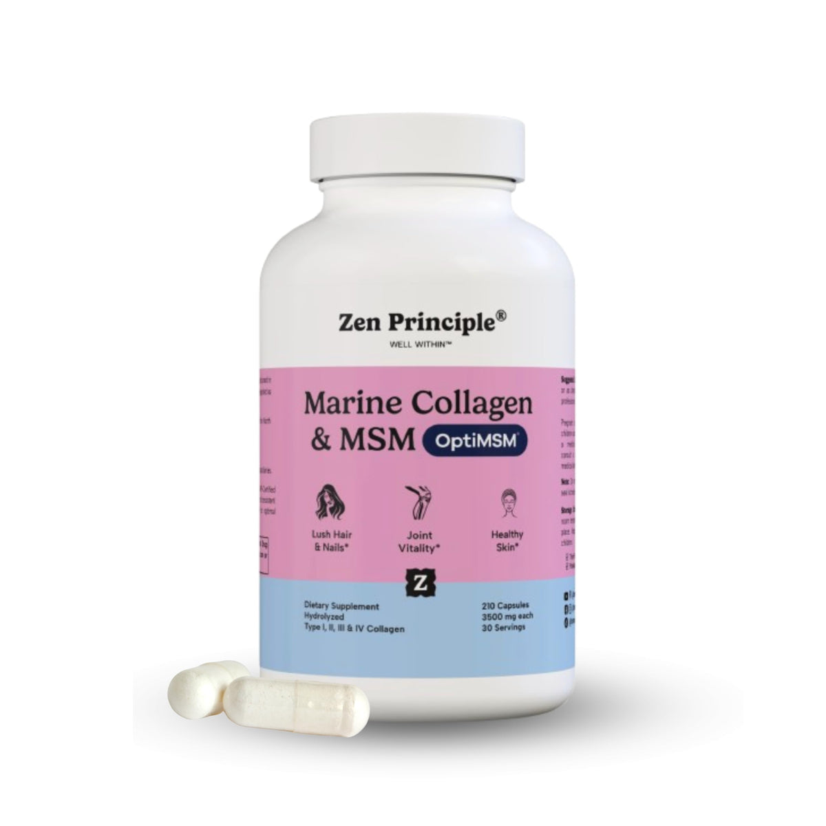 Zen Principle Poudre de Collagène Marin en Peptides - boîte vue de face
