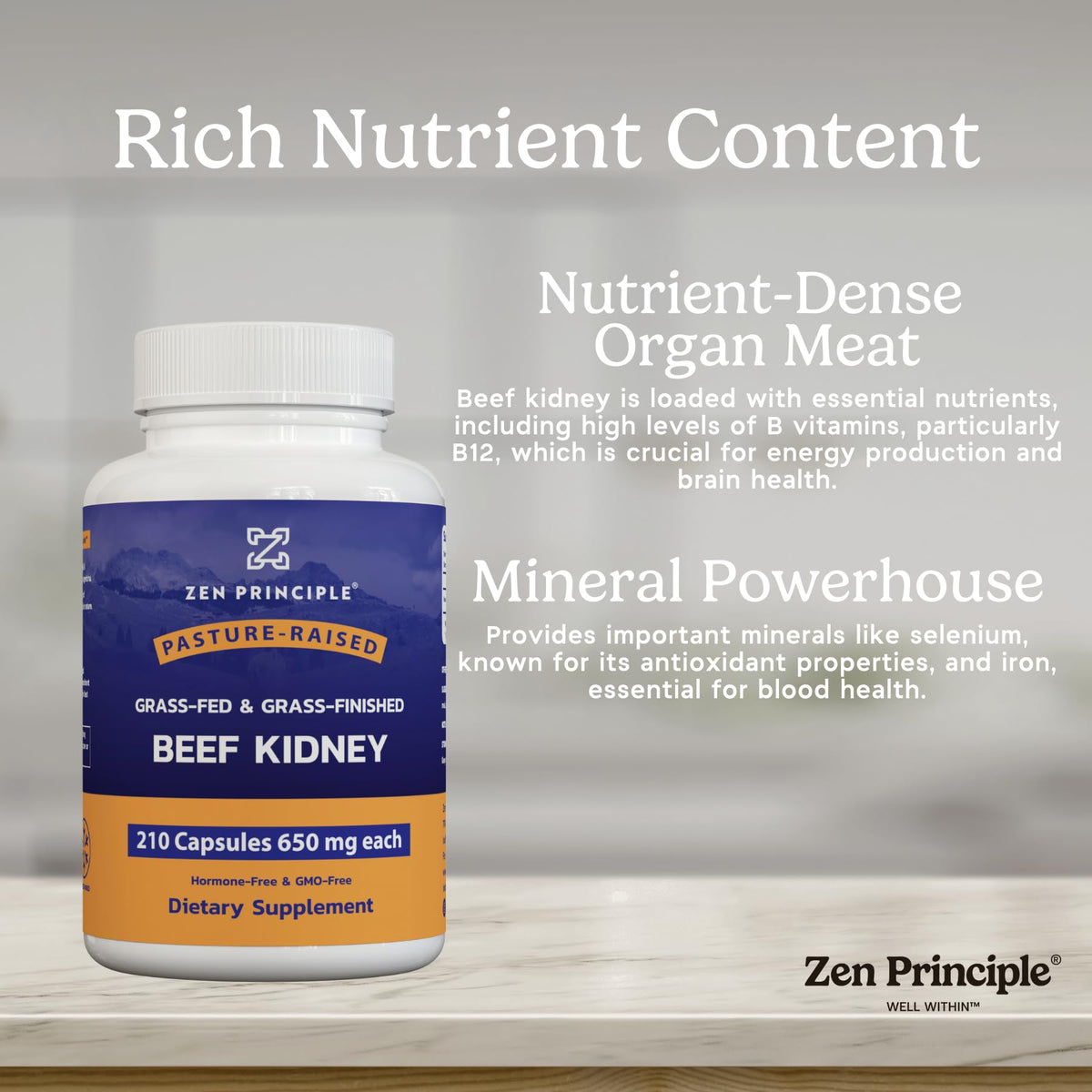 Zen Principle Rein de Bœuf 210 Capsules ouvertes montrant les gélules