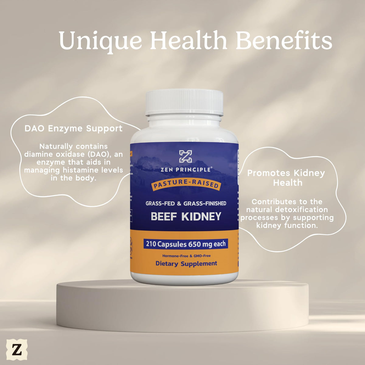Zen Principle Rein de Bœuf 210 Capsules sur une table