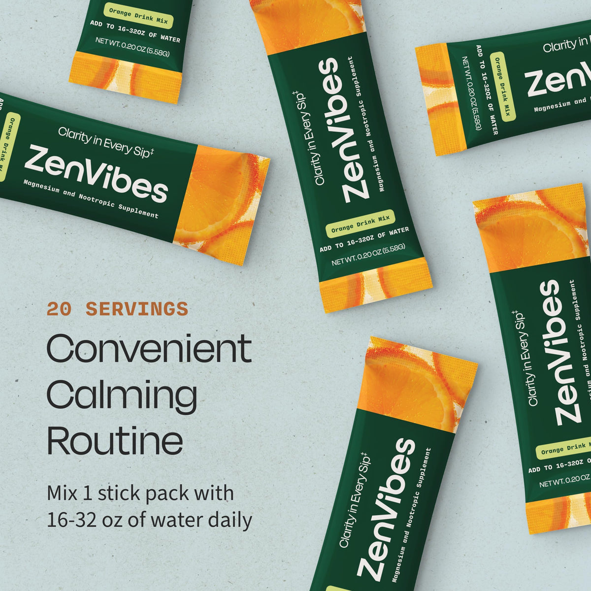 Zen Vibes Calm & Cortisol stick pack à côté d'un bureau