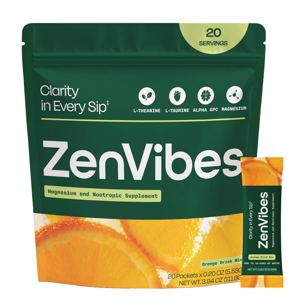 Zen Vibes Calm & Cortisol stick pack orange vue de face
