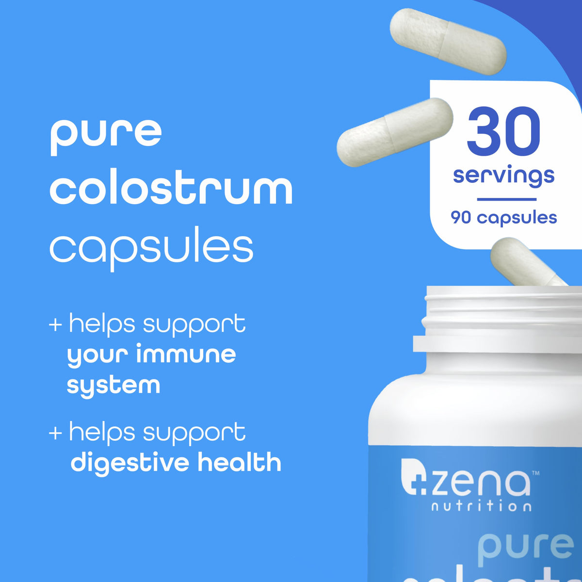 Zena Nutrition Capsules de Colostrum Pur 1500mg, vue arrière