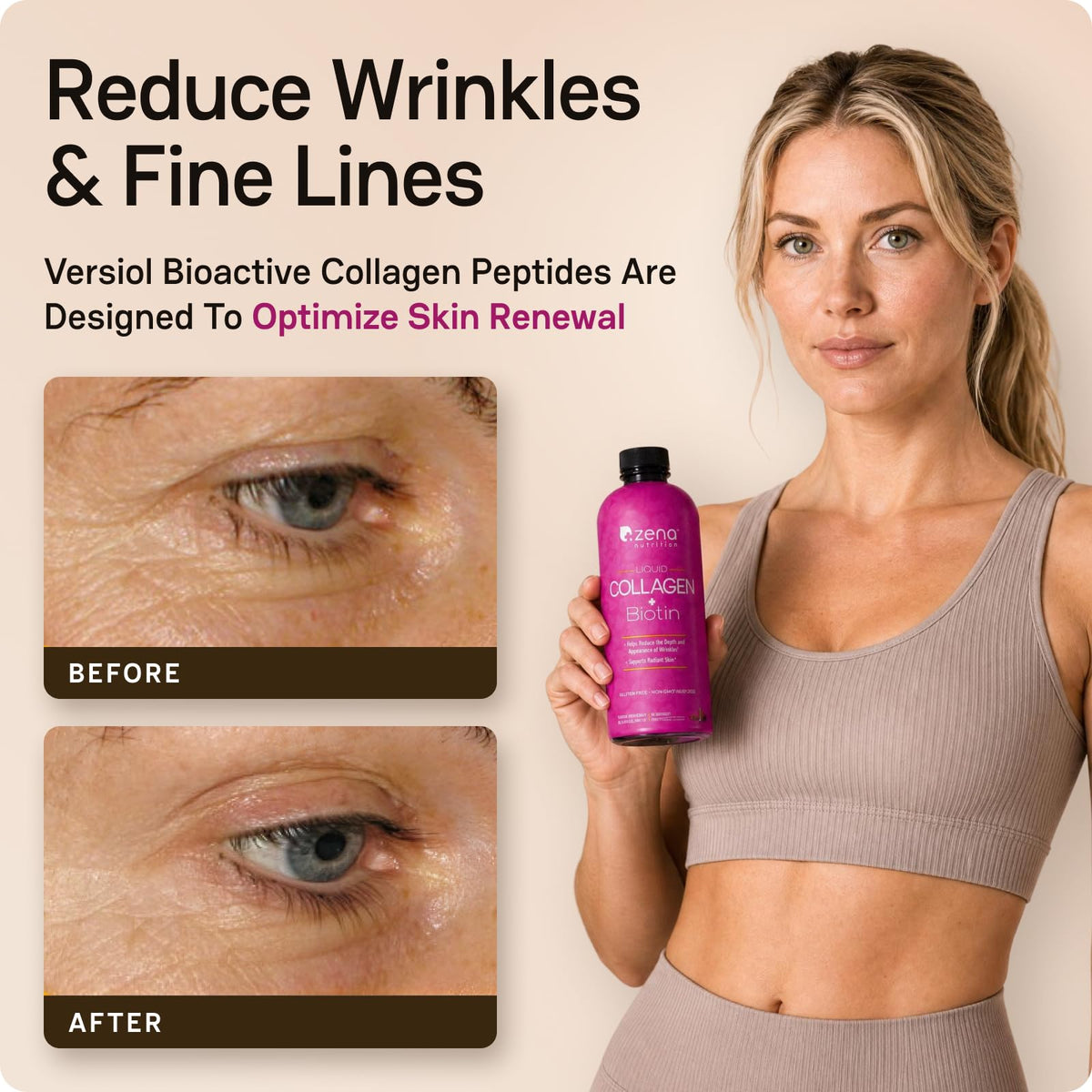 Zena Nutrition Collagène Liquide 2500mg et cuillère doseuse