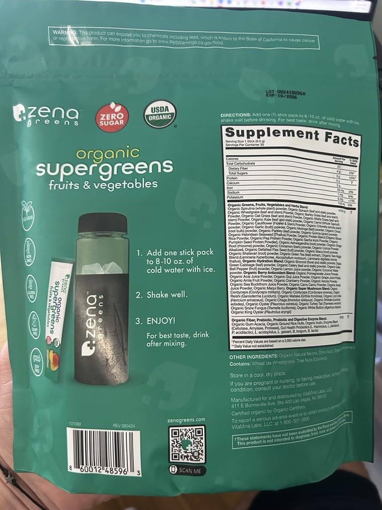 Zena Nutrition Poudre de Super Aliments Biologique dans un cadre de vie actif
