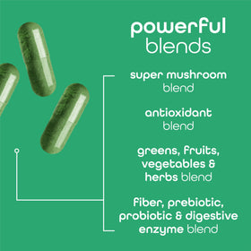 Zena Nutrition Super Greens capsules dans la main