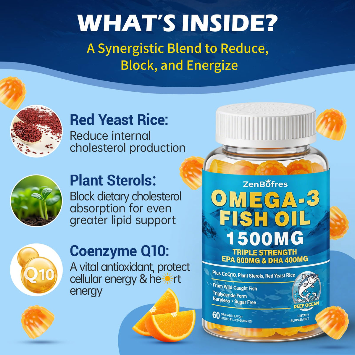 ZenBofres Gélules Omega 3 1500mg sur une surface en bois