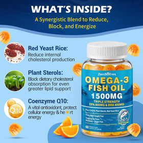 ZenBofres Gélules Omega 3 1500mg sur une surface en bois