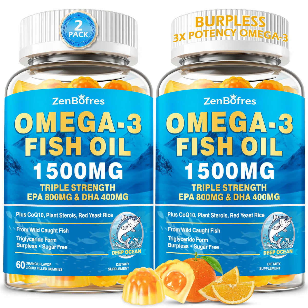 ZenBofres Gélules Omega 3 1500mg vue avant avec emballage