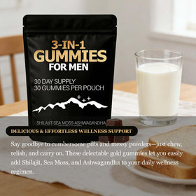 Zenith Gummies 3 en 1, gummies avec ingrédients naturels en arrière-plan