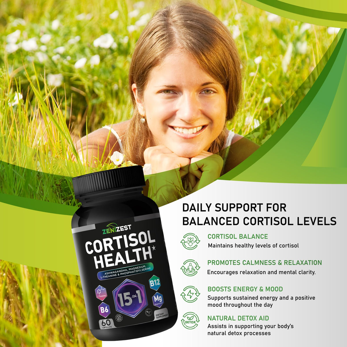 ZeniZest Complément Alimentaire 100g capsules sur une surface blanche