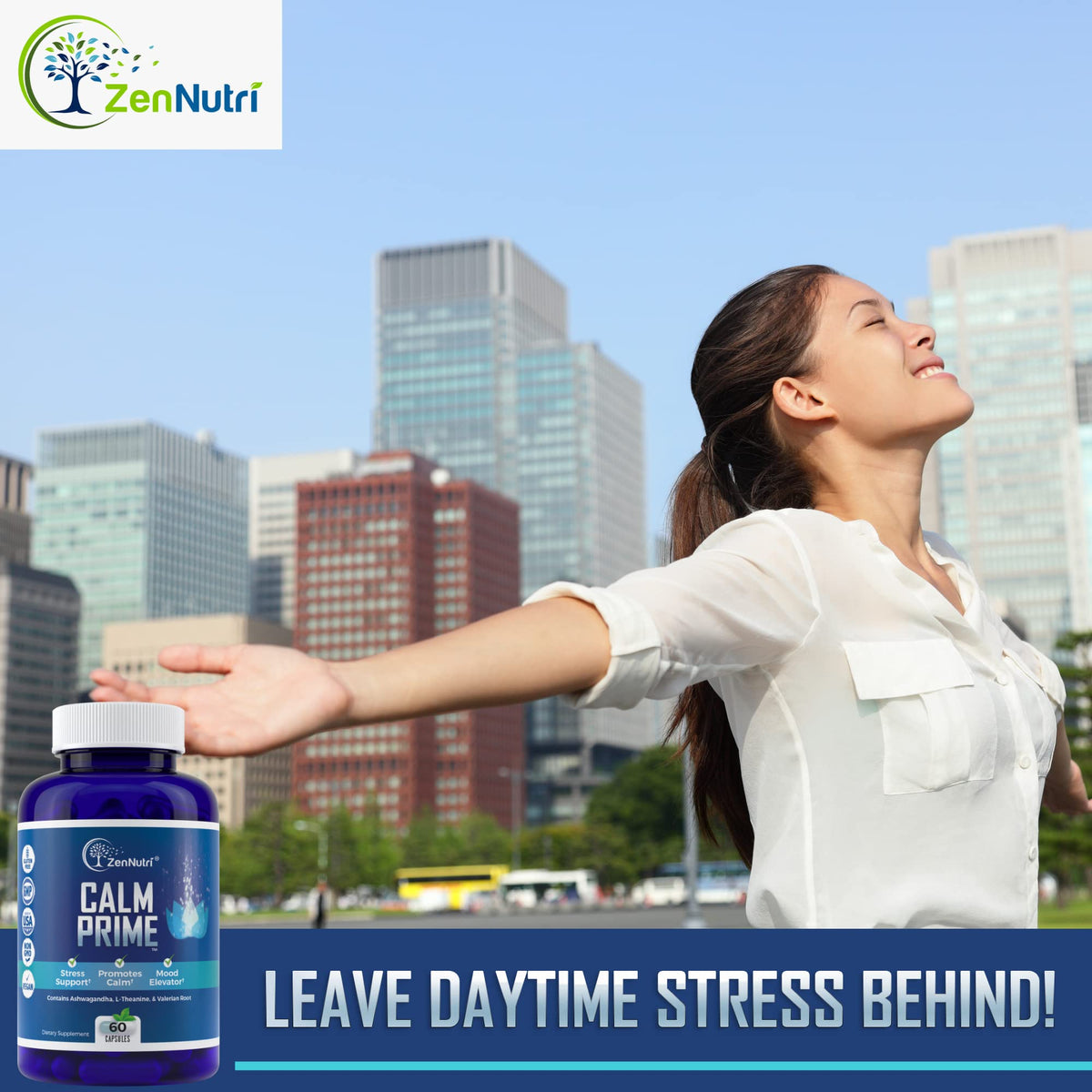 ZenNutri Calm 60 Capsules en gros plan sur le flacon