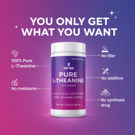 ZENSE Poudre de L-Théanine Pure 100g en portion dans une cuillère