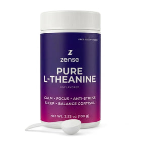 ZENSE Poudre de L-Théanine Pure 100g vue de face avec emballage