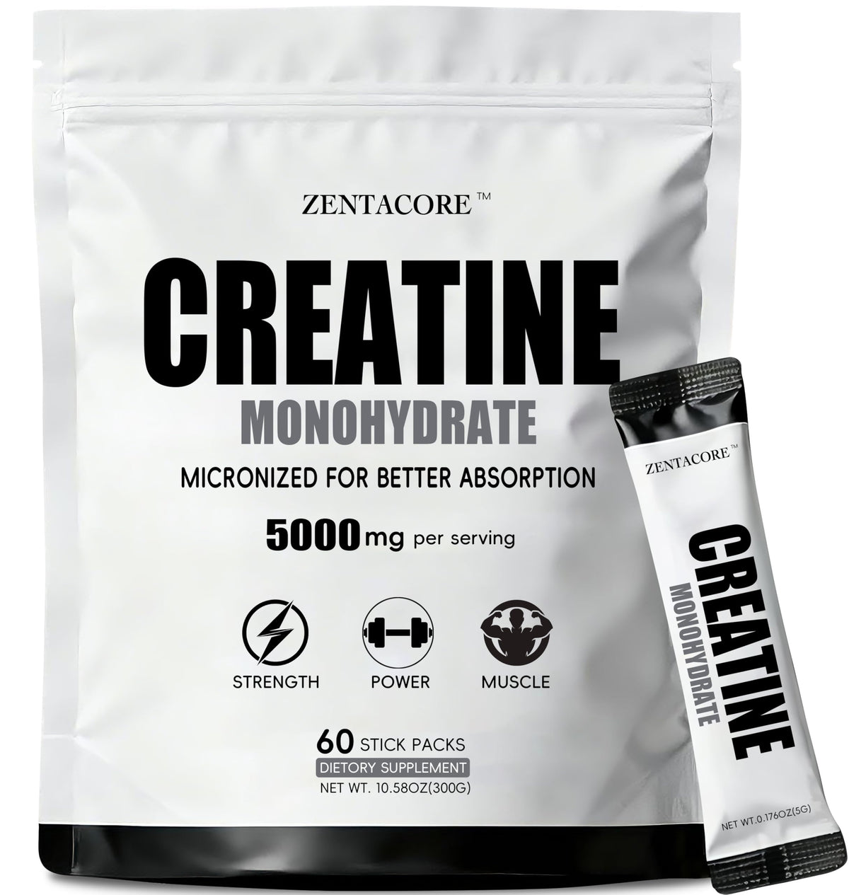 ZentaCore Stick Packs Créatine Monohydrate 5g vue de face