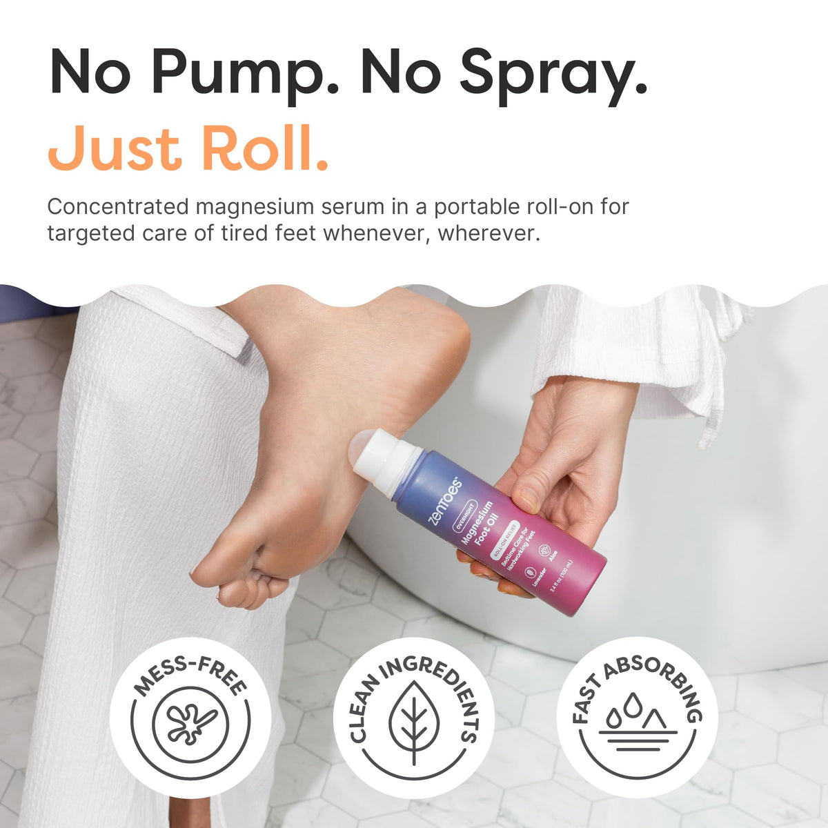 ZenToes Huile de Magnésium Roll-On 100 ml, vue arrière