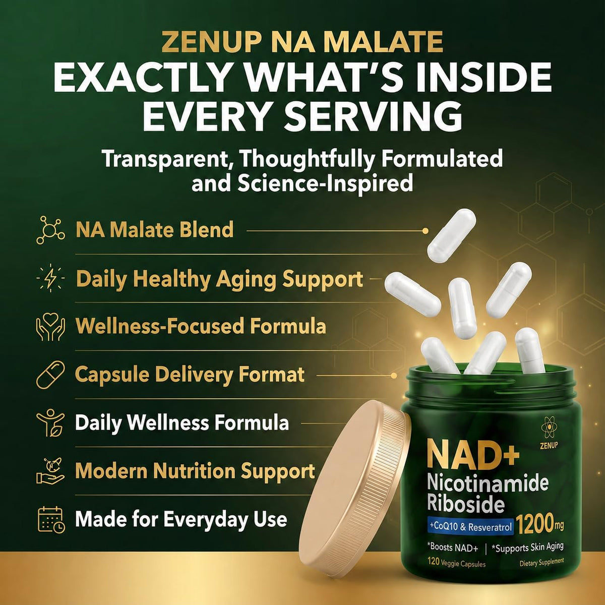 ZenUP Complément Alimentaire NAD 1200mg sur fond blanc