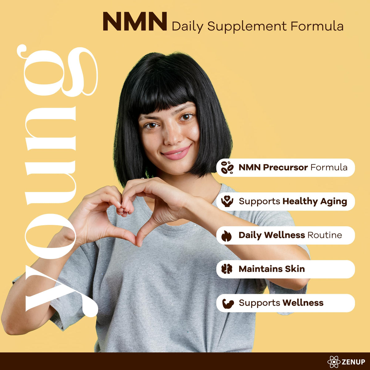 ZenUP Complément NMN 1200mg, boîte ouverte avec gélules