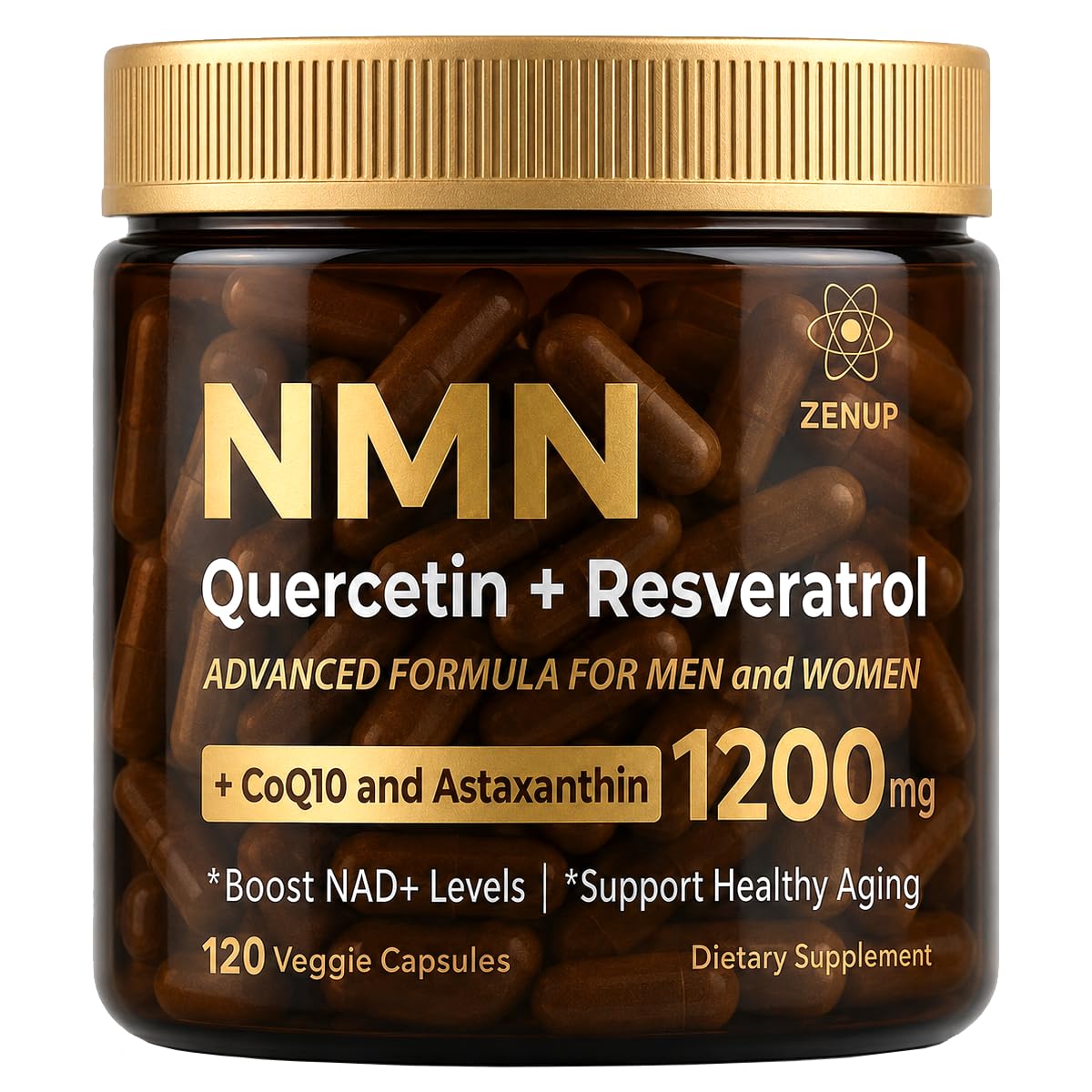 ZenUP Complément NMN 1200mg, gélules végétales vues de face