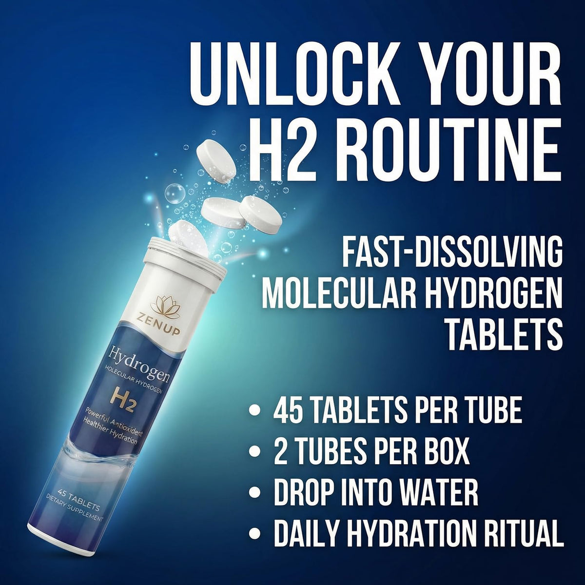 ZenUP Tablettes d'Hydrogène Moléculaire vue de côté
