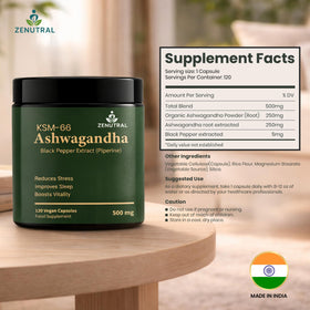 Zenutral KSM-66 Ashwagandha 500mg avec poivre noir