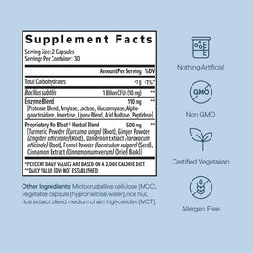 Zenwise Health Complément Alimentaire Enzymes - étiquette avec ingrédients