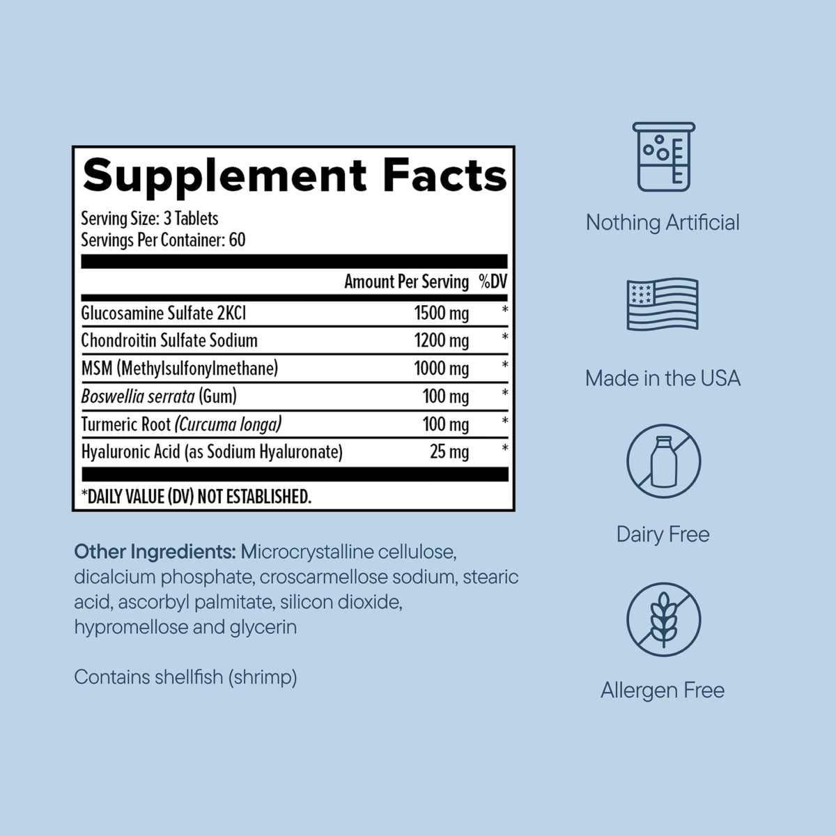 Zenwise Health Complément Articulaire 180 comprimés avec étiquette de dosage