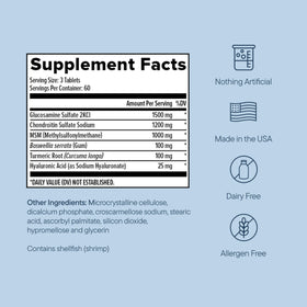 Zenwise Health Complément Articulaire 180 comprimés avec étiquette de dosage