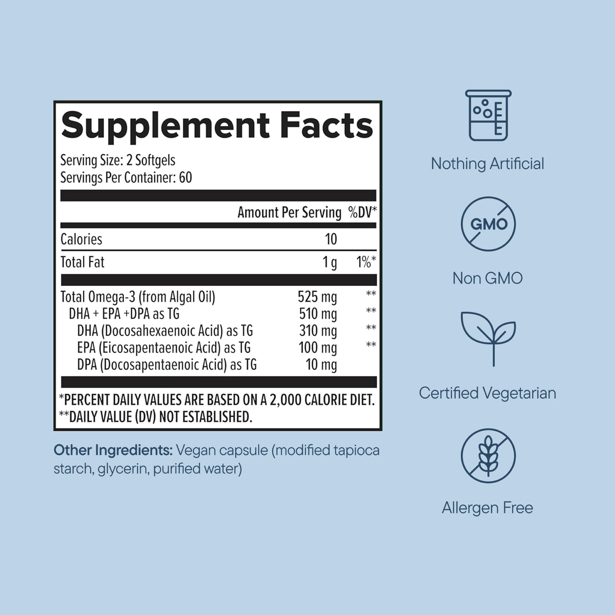 Zenwise Health Omega 3 Vegan, emballage avec logo visible