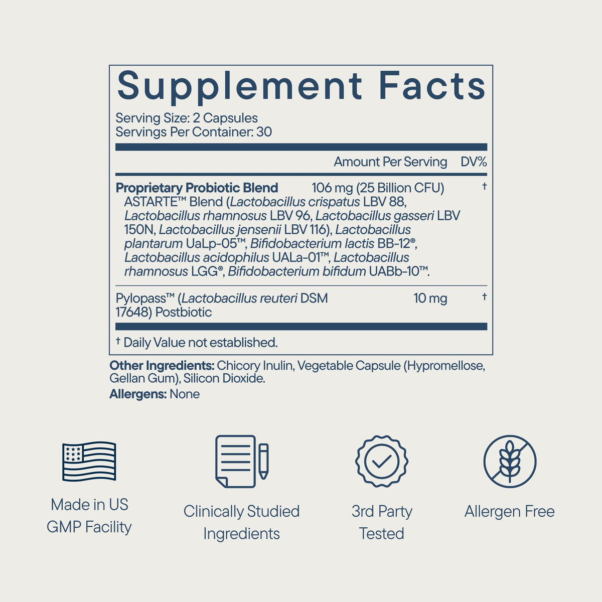 Zenwise Health Tribiotic capsules sur un fond naturel