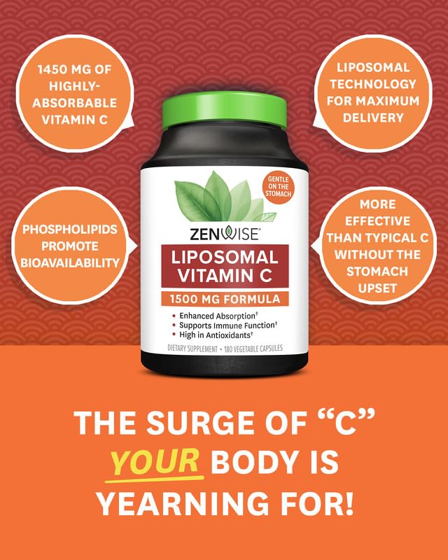 Zenwise Health Vitamine C Liposomale capsules sur une table