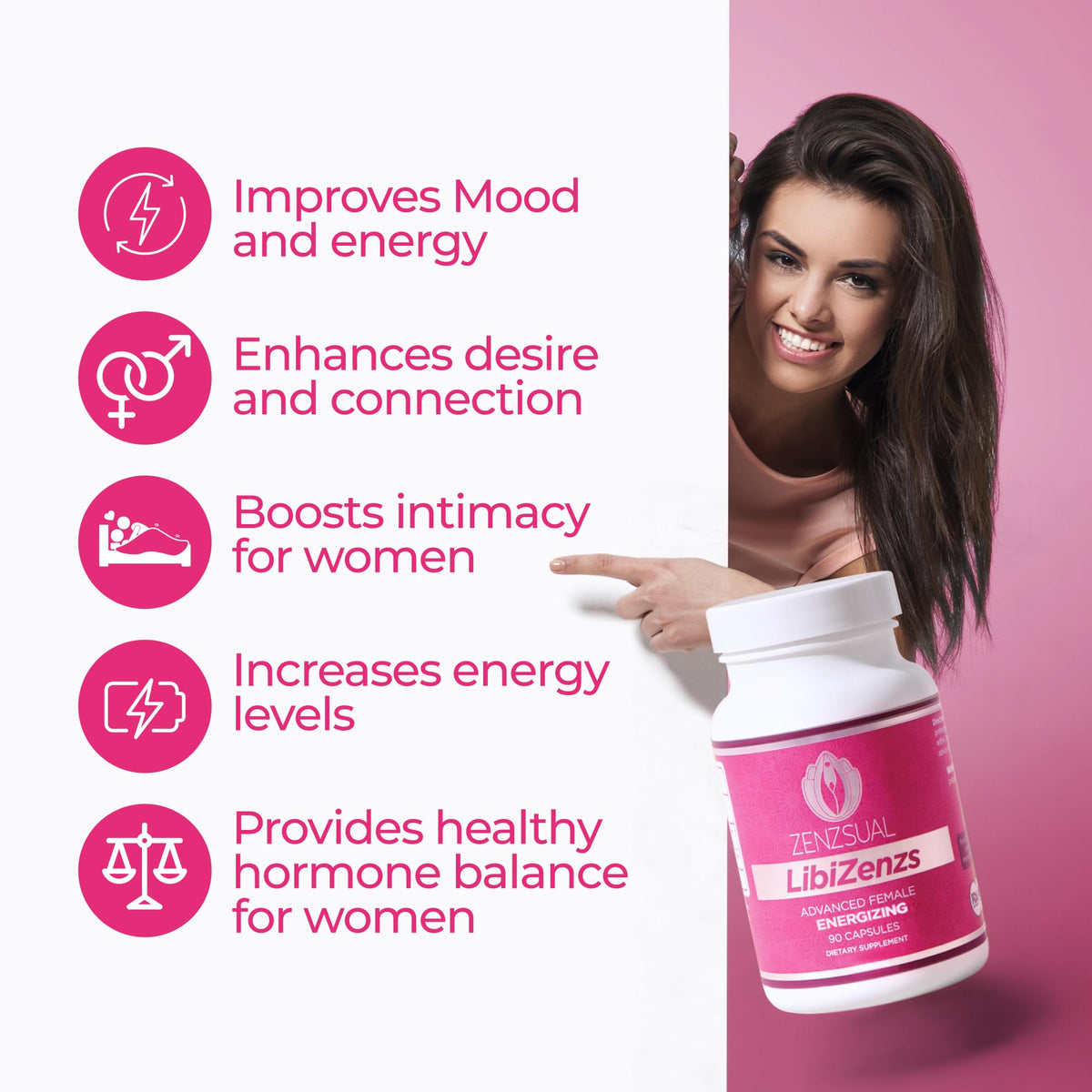 ZENZSUAL Libizenzs complément alimentaire avec capsules ouvertes