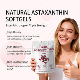 Zeria Astaxanthin 12 mg gélules souples en main