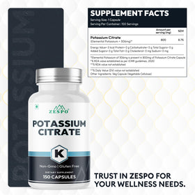 Zespo Citrate de Potassium 800mg capsule végétale vue de près