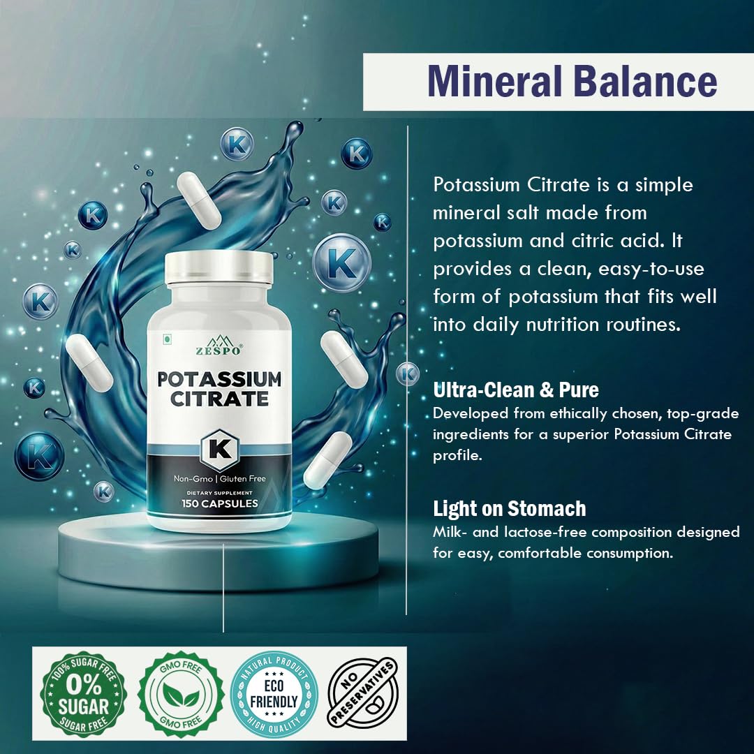 Zespo Citrate de Potassium 800mg capsules sur fond blanc