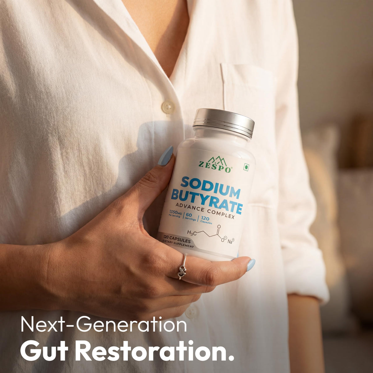Zespo Sodium Butyrate 1000 mg capsules with measuring spoon