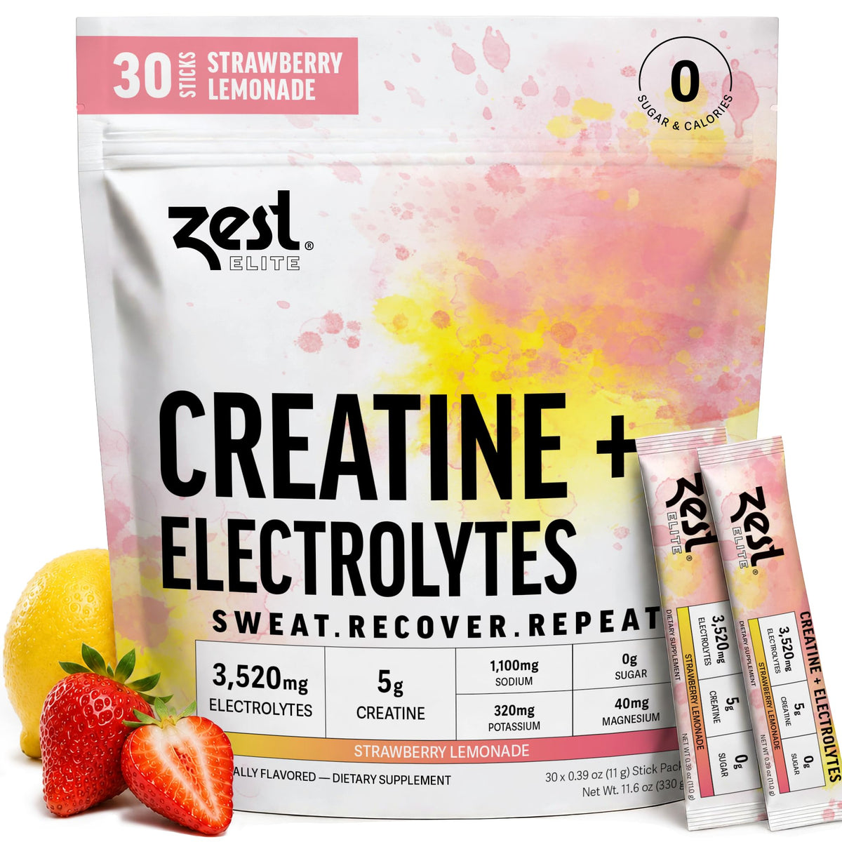 ZEST Créatine 5g stick en poudre saveur limonade fraise salée