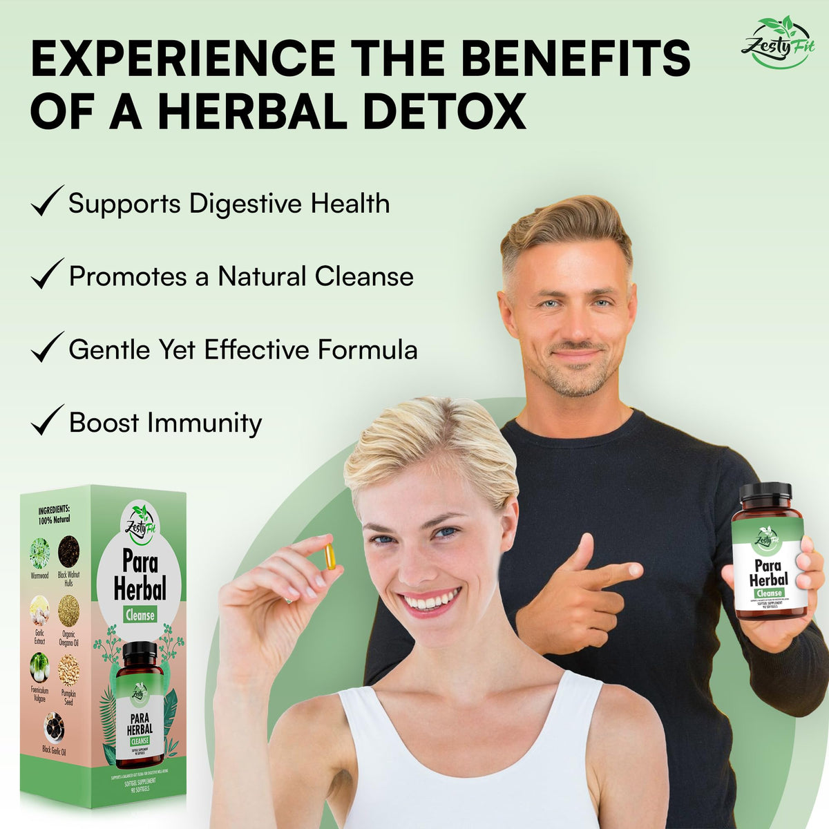 zestyfit Purge Softgels flacon ouvert montrant les gélules