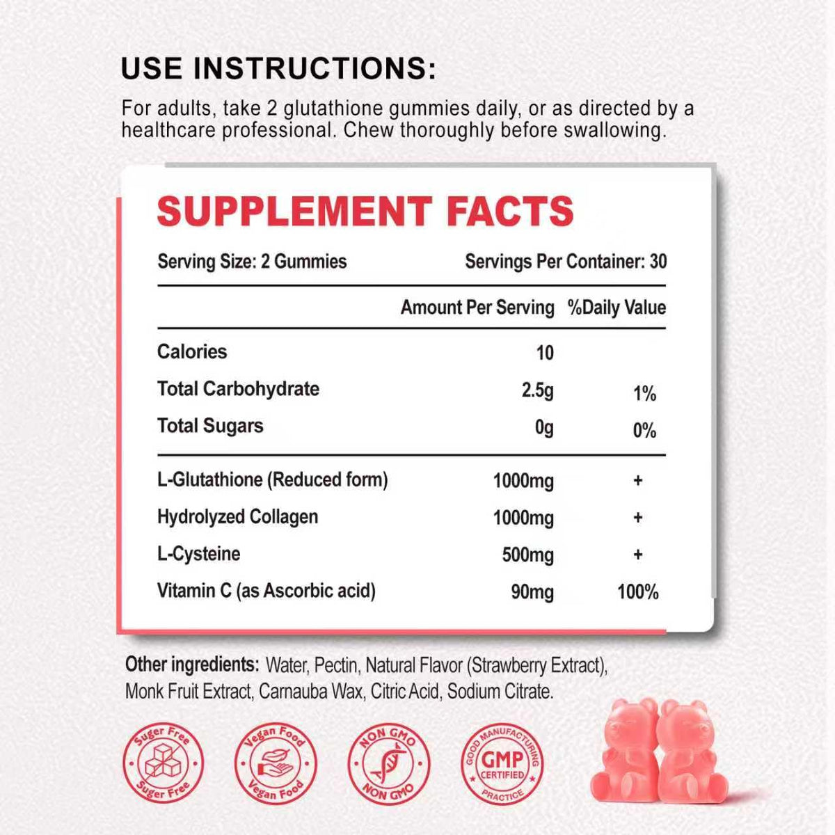 Zetelixia Gummies Collagène Glutathion gummies avec des fruits frais